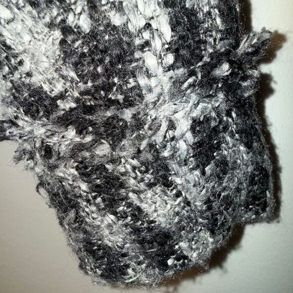 Wool Blend Textured Tweed Jacket Zip Front Black Gray Fringe Trim Women’s 12 – B - Picture 8 of 15